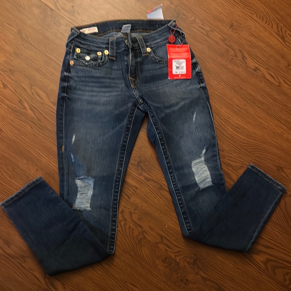 COPY - True Religion Blue Skinny Jeans Modern Distressed Style